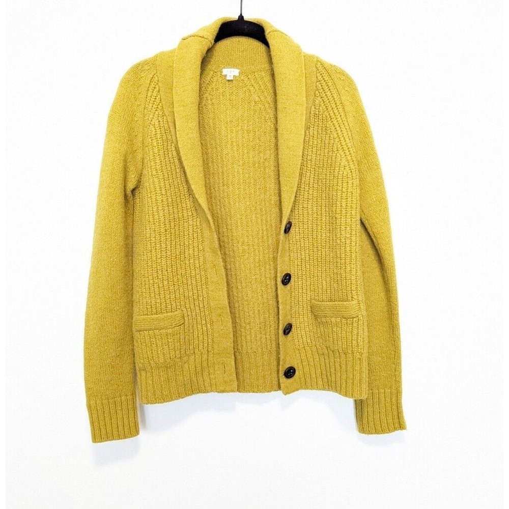 J CREW Alpaca Cardigan Womens Size M Lime Green Wool Blend Button Closure